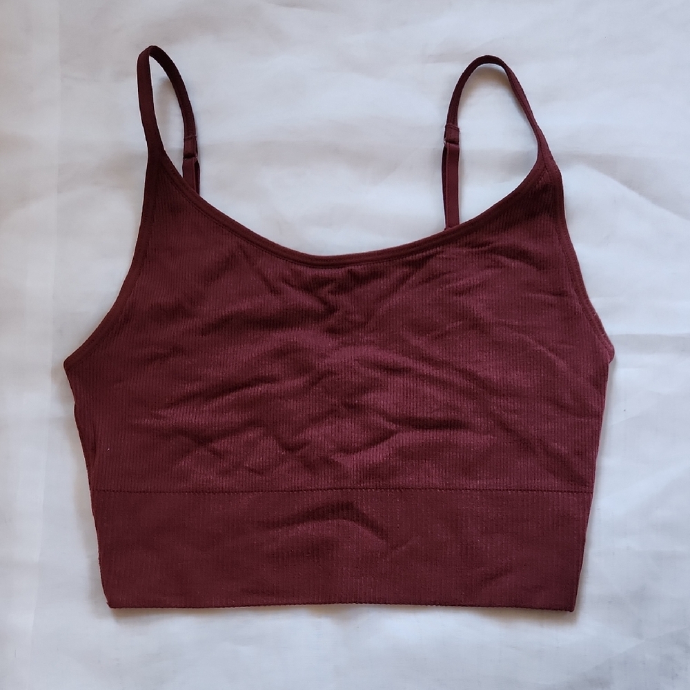 Old Navy Maroon Ribbed Sports Bra, Low Impact